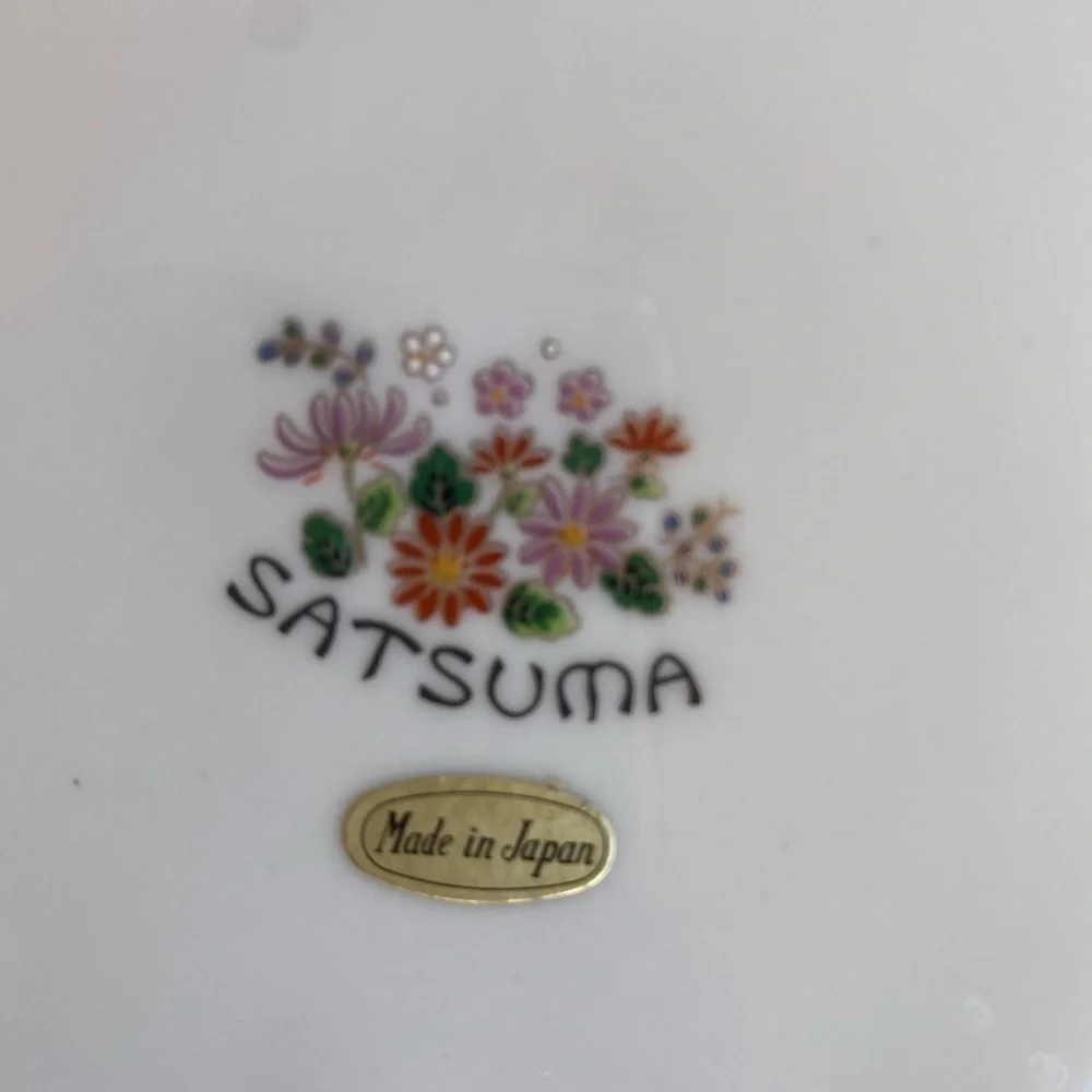 Vintage Japenese Satsuma Double Peacock & Peony‎ Hand Painted Porcelain Plate